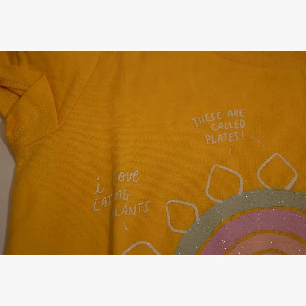 NWT OshKosh B'ghosh Girl's Cotton Tee Size 5T in Yellow‎ w/ Rainbow Design